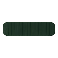 Deep green runner rug with subtle, raised stripe pattern and rounded edges. Ideal for modern decor.
