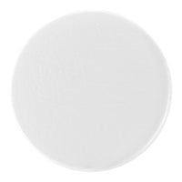 Plain white circular ceramic plate with a smooth, glossy finish. Perfect for minimalist dining settings.