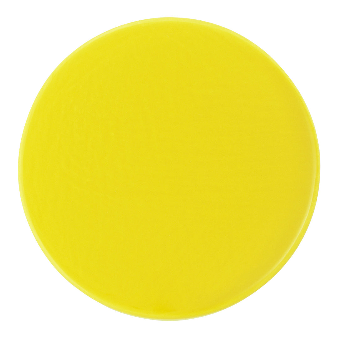 Bright yellow circular plate with a smooth, glossy finish, perfect for adding a pop of color to any table setting.