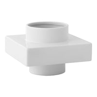 White square planter with a smooth surface and minimalist design, featuring a circular opening at the top.