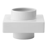 White square ceramic vase with a glossy finish and a smooth circular opening. Elegant minimalist design.