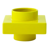 Bright yellow ceramic vase with a modern square design and glossy finish. Perfect for vibrant decor.