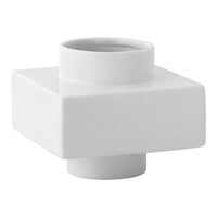 White square ceramic vase with a smooth matte finish and minimalist design. Perfect for modern decor.