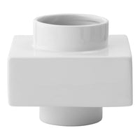 Glossy white ceramic vase with a modern, geometric design and smooth, clean lines. Ideal for contemporary decor.