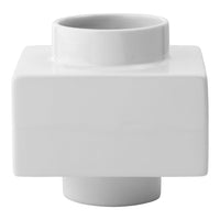 White ceramic vase with a sleek, modern cube shape and smooth, glossy finish. Perfect for minimalist decor.