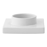 Sleek white ceramic planter with a smooth, glossy finish and a minimalist square base design.