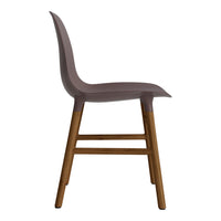 Modern chair featuring a sleek light purple seat and natural wood legs. Minimalist design enhances any décor.