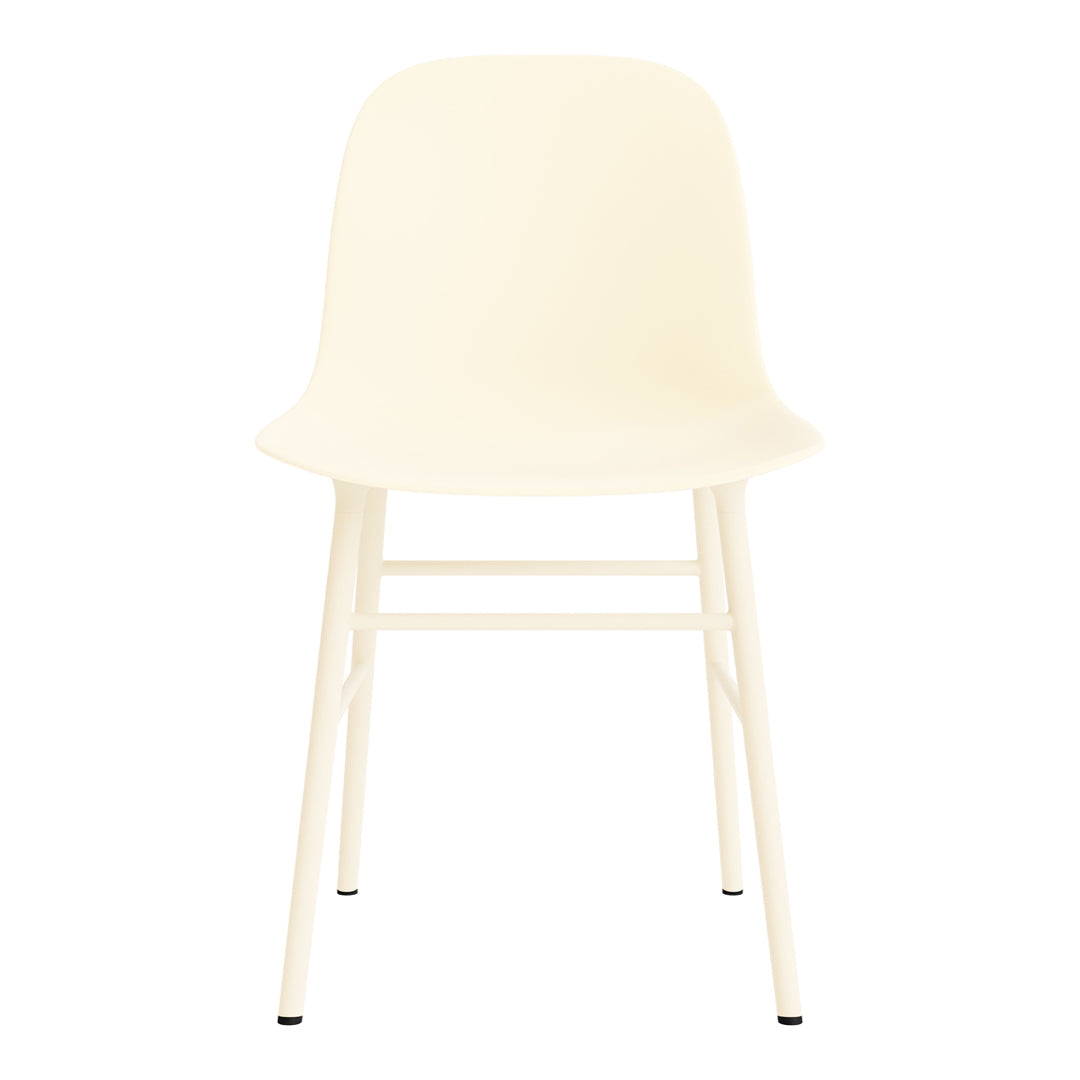 Minimalist ivory chair with a smooth finish and slender white legs. Perfect for a clean, modern aesthetic.
