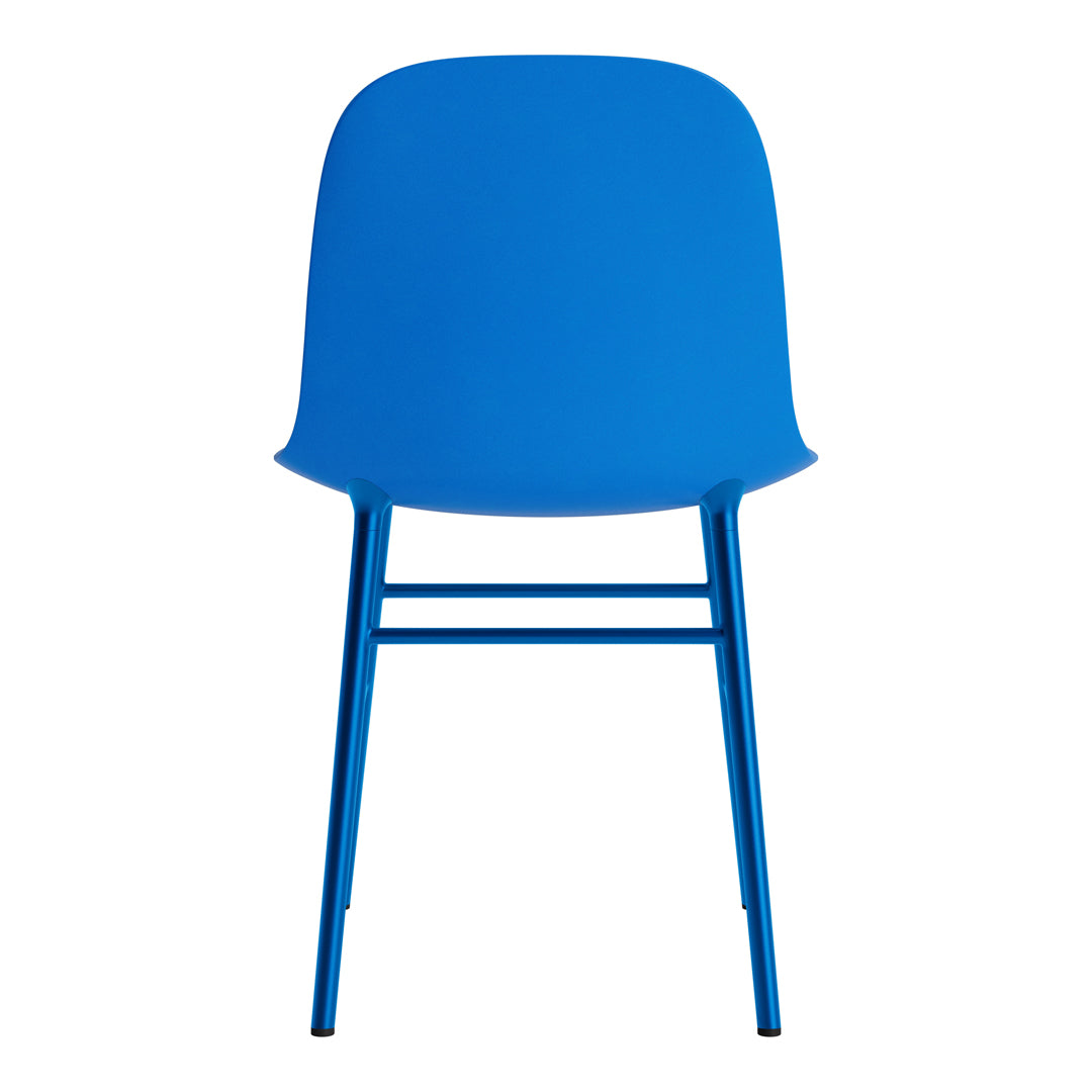 Bright blue chair with a sleek design and smooth surface, perfect for modern interiors. Ideal for stylish seating.