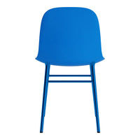 Bright blue chair with a sleek design and smooth surface, perfect for modern interiors. Ideal for stylish seating.
