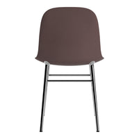 Brown chair with a smooth, sleek design and chrome legs, perfect for modern home decor.
