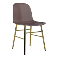 Modern chair in brown with a matte finish, featuring sleek gold metal legs for a stylish contrast.