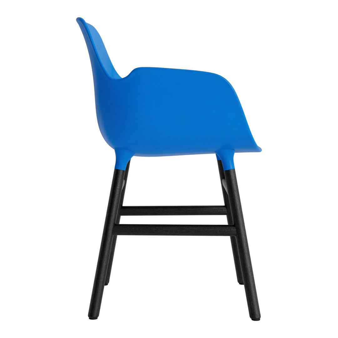 Bright blue chair with a smooth finish and a sleek black frame, blending modern design with vibrant color.