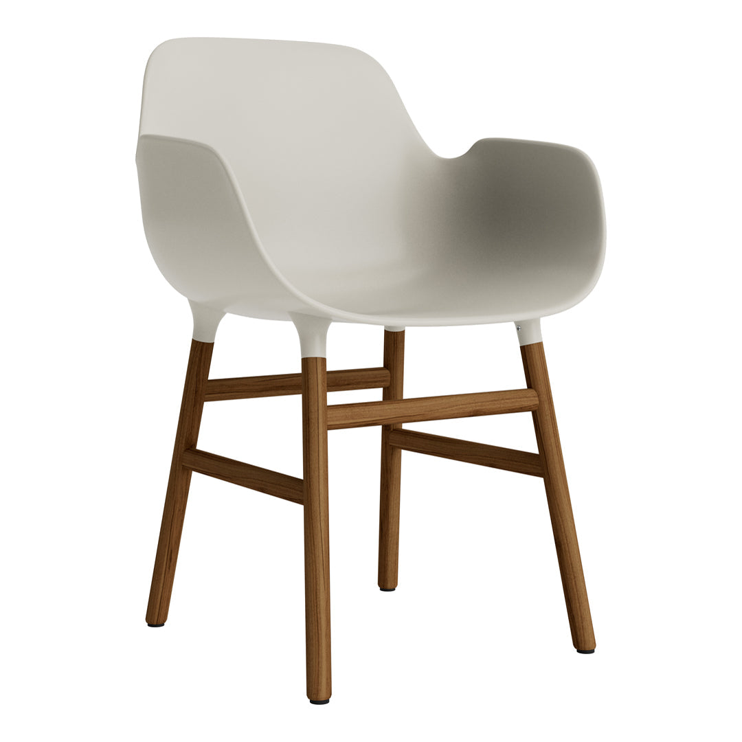 Light gray modern chair with a smooth, curved design and natural wood legs, perfect for contemporary decor.