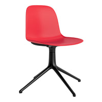Modern red chair with a smooth finish and a black four-legged base, perfect for stylish home or office decor.