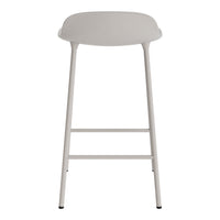 Light gray bar stool with a minimalist design and smooth, solid color finish.