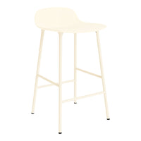 Creamy white bar stool with a sleek, minimalist design and sturdy metal legs. Perfect for modern decor.