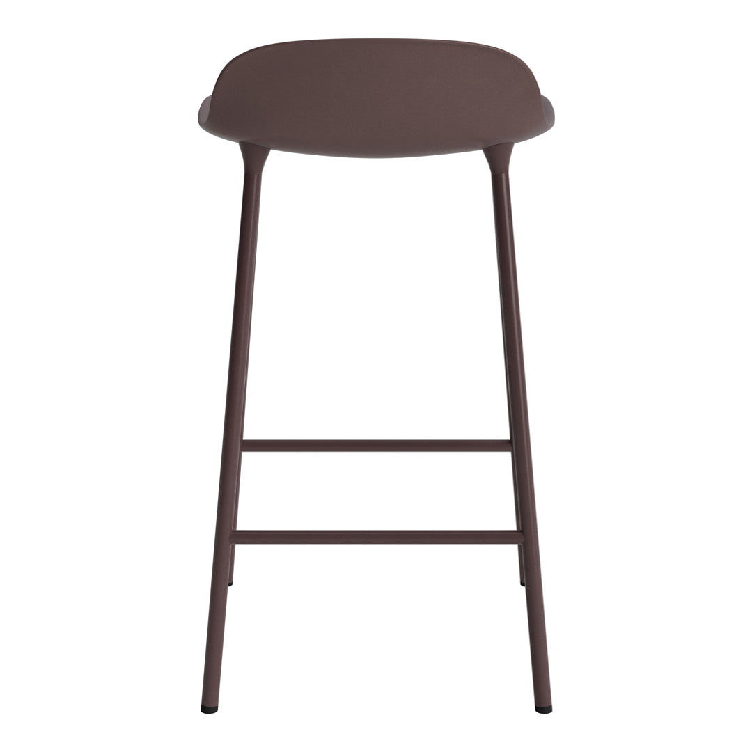 Brown bar stool with minimalist design and smooth surface. Perfect for modern interiors and versatile decor styles.