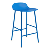 Bright blue bar stool with a sleek, modern design and smooth finish, perfect for contemporary settings.