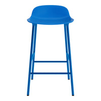 Bright blue bar stool with a sleek, modern design and minimalistic pattern. Perfect for contemporary spaces.