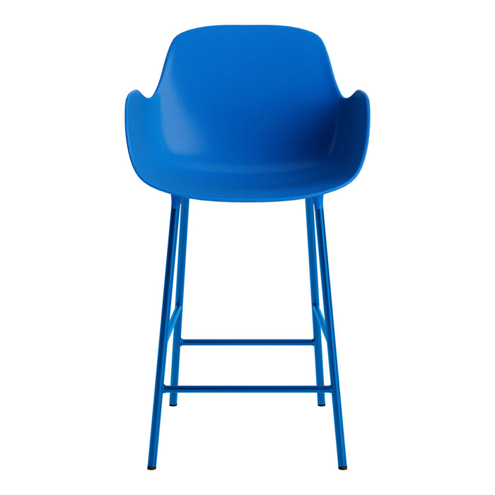Bright blue modern bar stool with a sleek design and minimalistic structure. Ideal for contemporary spaces.