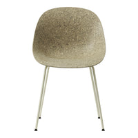 Stylish chair in earth-toned beige with a smooth, minimalist design and light metallic legs. Perfect for modern decor.