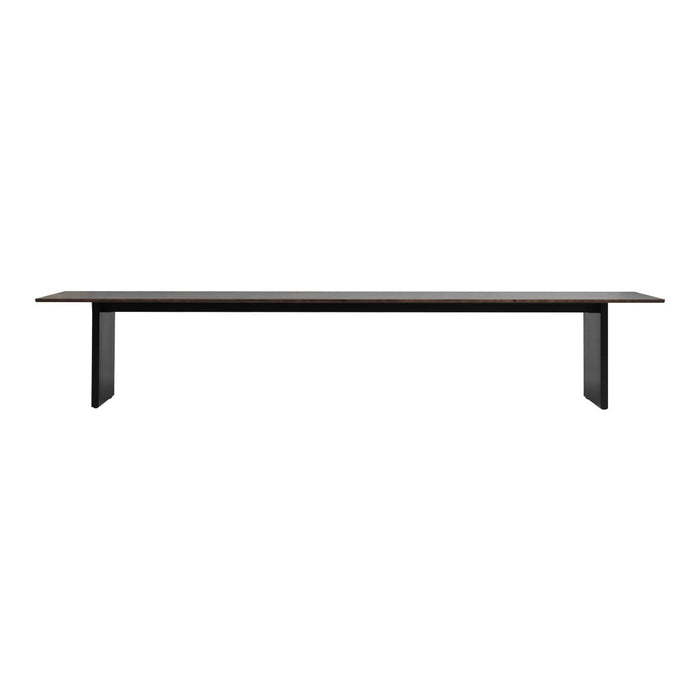 Minimalist black table with a smooth, dark wood finish and simple, modern lines. Perfect for contemporary decor.