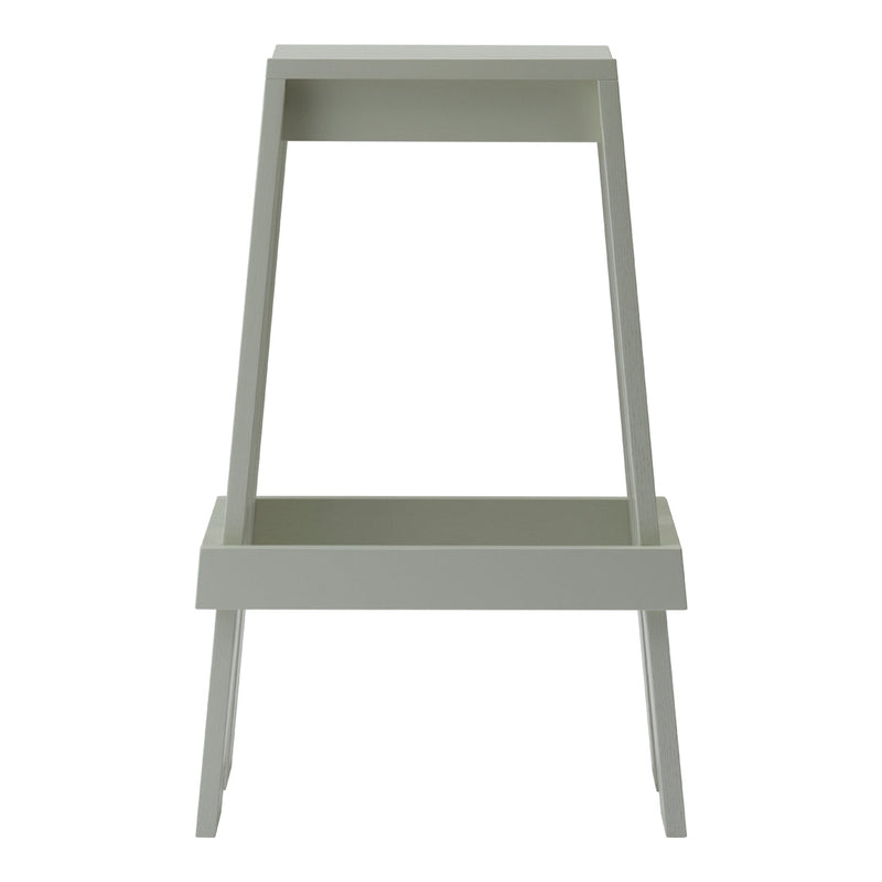 Light gray wooden stand with a minimalist design and clean lines, perfect for modern decor.