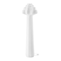White modern decorative lamp with a textured, elongated design and geometric pattern. Ideal for minimalist decor.
