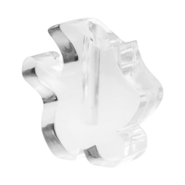 Clear acrylic flower-shaped clip with smooth edges and a glossy finish, perfect for adding a touch of elegance.