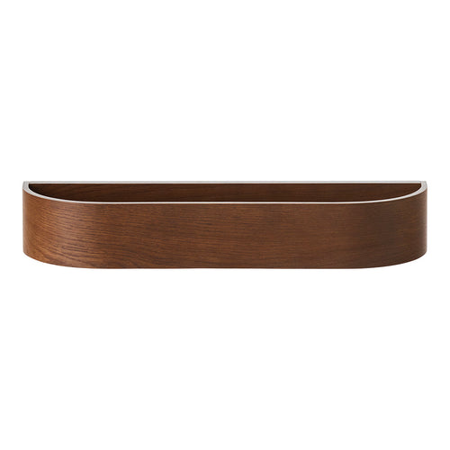"Elegant brown wooden tray with smooth, rounded edges and a rich, textured finish."
