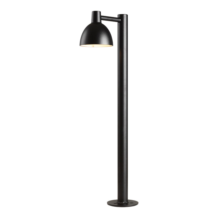 Black metal floor lamp with a sleek, modern design and a smooth matte finish. Perfect for any contemporary space.