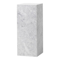 Sleek gray marble pedestal with subtle white veining, perfect for displaying decor items.