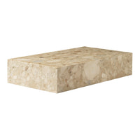 Light beige rectangular block with subtle stone-like patterns and a smooth surface, ideal for home decor or display.