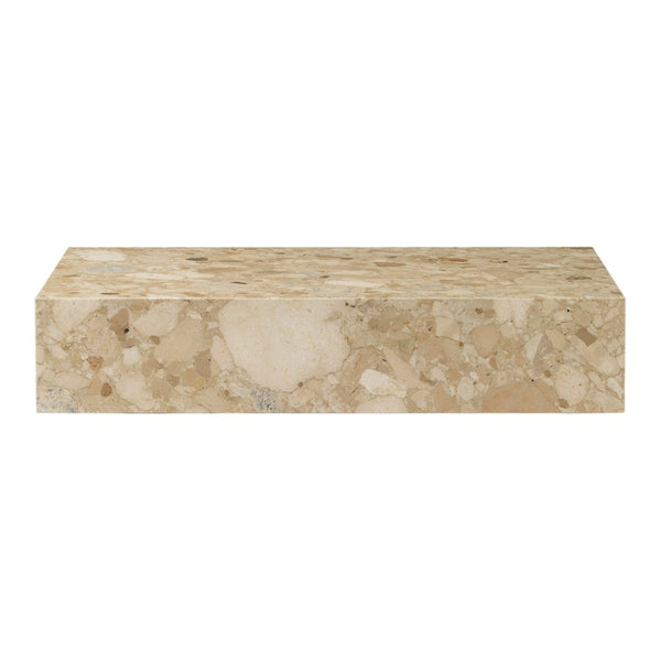 Beige marble surface with subtle, natural speckles and a polished finish, perfect for home decor accents.