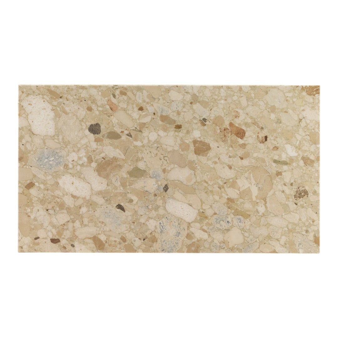 Beige stone tile with natural stone patterns and subtle glossy finish, ideal for elegant home decor.