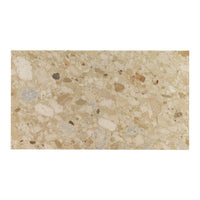 Beige stone tile with natural stone patterns and subtle glossy finish, ideal for elegant home decor.