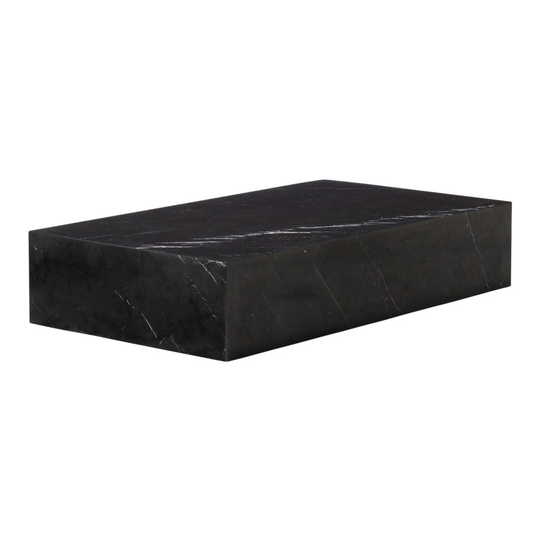 Black rectangular stone with subtle white veining, showcasing a sleek and modern design. Perfect for decor.