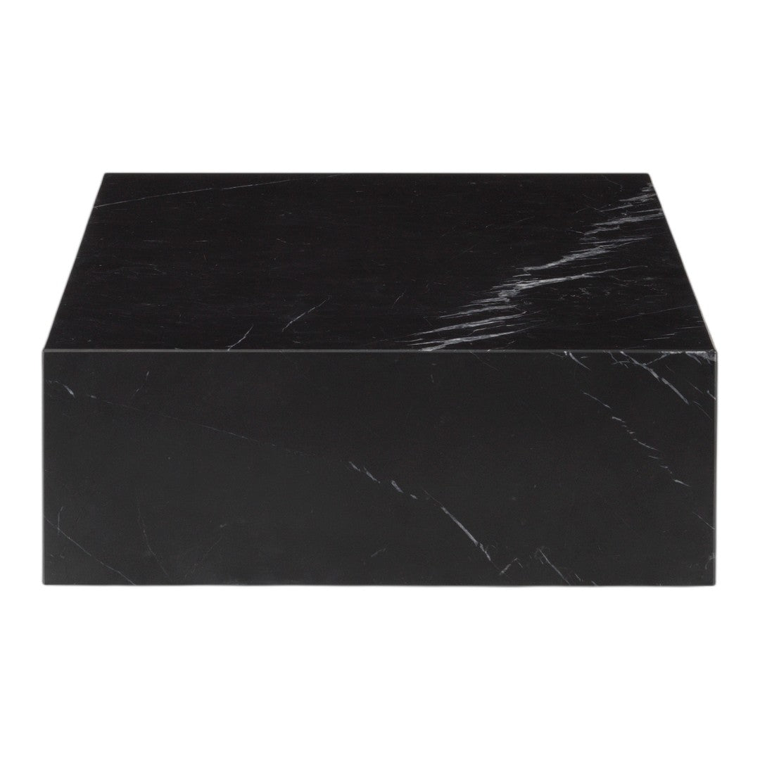 Black marble box with subtle white veining and a sleek, polished finish perfect for modern decor.