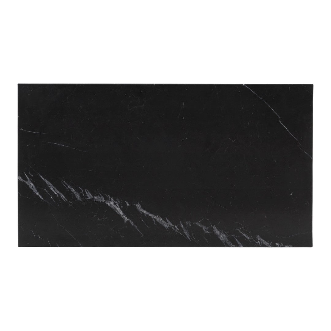 Black marble slab with striking white veining, perfect for modern decor and elegant surfaces.