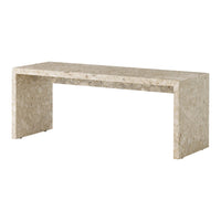 Light beige bench with a smooth, textured surface and minimalist design, perfect for modern interiors.