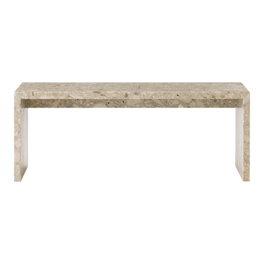 Light beige console table with subtle natural patterns and a sleek, modern design. Ideal for contemporary decor.