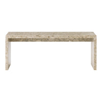 Light beige console table with subtle natural patterns and a sleek, modern design. Ideal for contemporary decor.