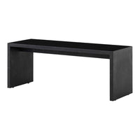 Minimalist black rectangular table with a smooth finish, perfect for modern decor. Simple design, no patterns.