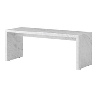 White marble bench featuring subtle grey veining and a sleek, modern design. Ideal for contemporary spaces.