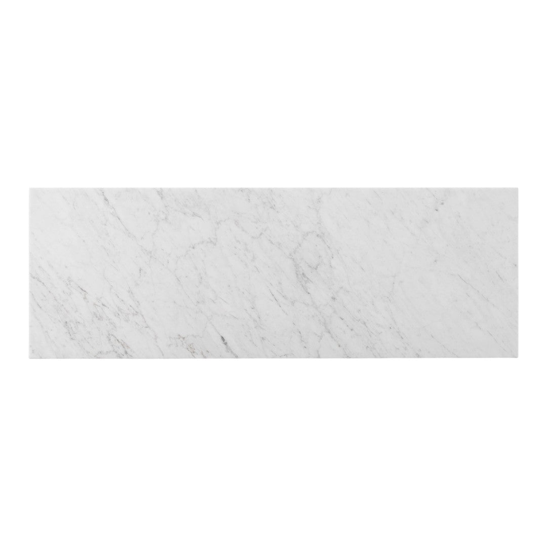 White marble tile with subtle gray veining, showcasing a smooth and polished surface. Ideal for elegant décor.