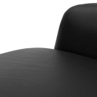 Sleek black chair upholstery with smooth, matte finish and minimalist design, perfect for modern decor.