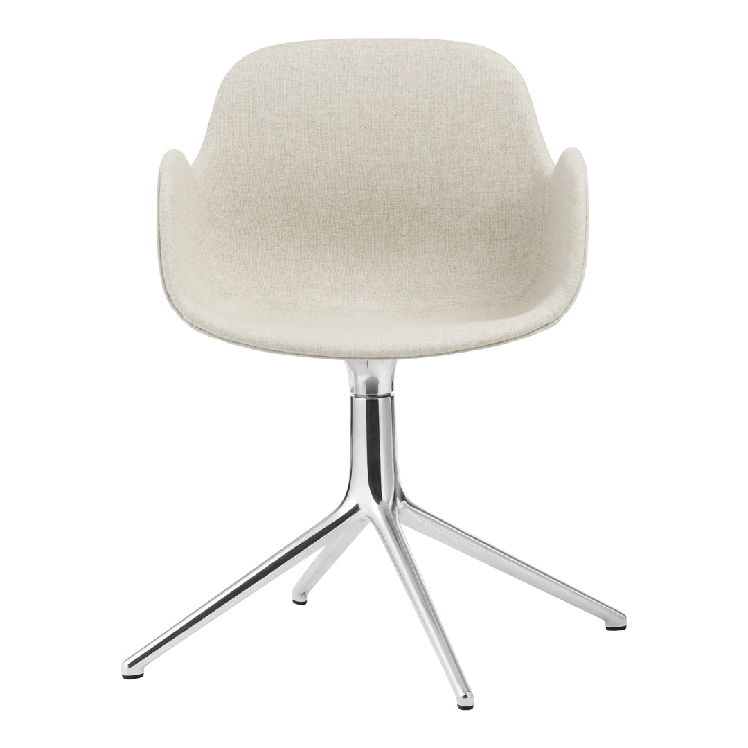 Light beige chair with a smooth texture and a modern chrome base, perfect for contemporary decor.