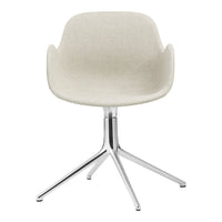 Light beige chair with a smooth texture and a modern chrome base, perfect for contemporary decor.