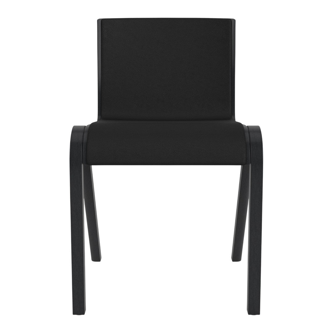 Solid black modern chair with a sleek, minimalist design and straight lines, perfect for contemporary decor.